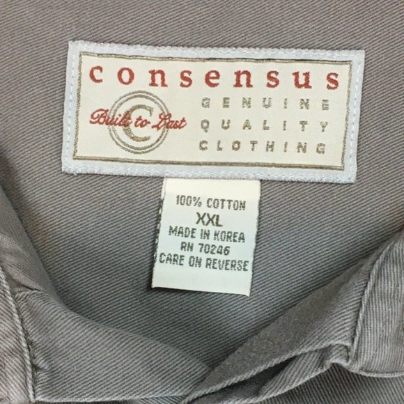 CONSENSUS Men’s Long-Sleeved Khaki Button Down Shirt Size XXL EUC Big & Tall - Picture 5 of 9